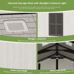 Patiowell 10x8 FT Kick-it Plastic Storage Shed with Skylight & Windows - Image 5