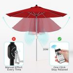 Red 9ft Motorized Patio Umbrella with Remote - Image 4