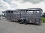 24ft Charcoal Gooseneck Livestock Cattle Trailer (2) 7K Axles 14K GVWR - Image 4