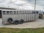 24ft Charcoal Gooseneck Livestock Cattle Trailer (2) 7K Axles 14K GVWR - Image 2