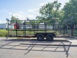 6.4x20 Straight Deck Tandem Utility Trailer Mesh Sides Double Ladder Racks - Image 4
