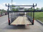 6.4x20 Straight Deck Tandem Utility Trailer Mesh Sides Double Ladder Racks - Image 6