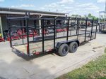 6.4x20 Straight Deck Tandem Utility Trailer Mesh Sides Double Ladder Racks - Image 7