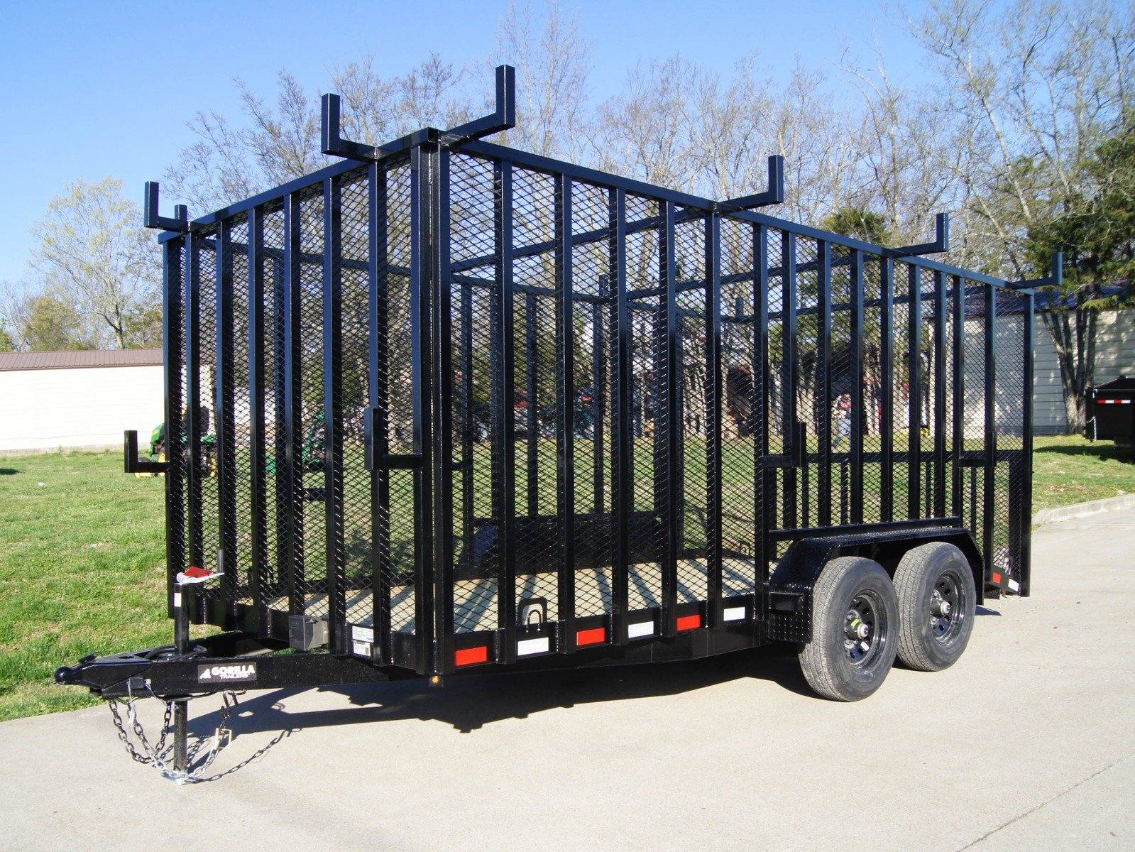 dsc06303-3 7x16 Dovetail Utility Trailer with 6ft Mesh Sides and Ladder Racks (2) 5,200lb Axles - Image 1