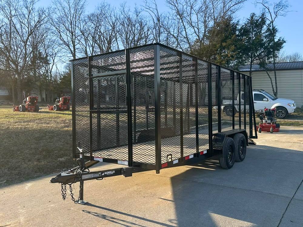 img_8177 6.4x16 Straight Deck Utility Trailer 6ft Mesh Sides Roof (2) 3,500lb Axles - Image 1