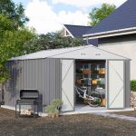 Patiowell 10x10 Metal Storage Shed with Floor Frame, Gray - Image 2