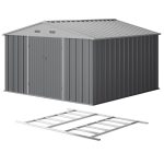 Patiowell 10x10 Metal Storage Shed with Floor Frame, Gray