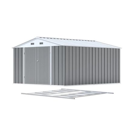 Patiowell 10x12 Metal Shed with Floor Frame, Gray