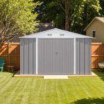 Patiowell 10x12 Metal Shed with Floor Frame, Gray - Image 9
