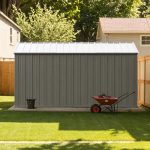 Patiowell 10x12 Metal Shed with Floor Frame, Gray - Image 8