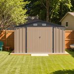 Patiowell 10x12 Metal Shed with Floor Frame, Brown - Image 9