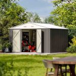 Patiowell 10x8 Metal Shed with Weather Resistance, Gray - Image 2