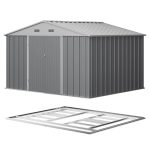 Patiowell 10x8 Metal Shed with Floor, Gray