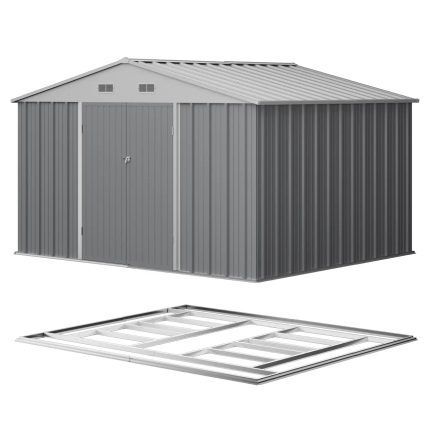 Patiowell 10x8 Metal Shed with Floor, Gray