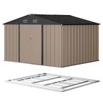 Patiowell 10x8 Metal Shed with Floor, Brown