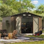Patiowell 10x8 Metal Shed with Floor, Brown - Image 2