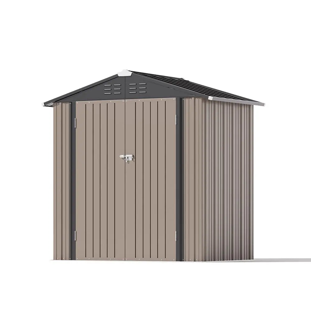 patiowell-6x4-metal-storage-shed-peak-roof-5 Patiowell 6x4 Metal Shed with Peak Roof (Brown)