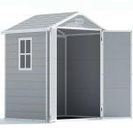 Patiowell 6x4 Plastic Storage Shed with Floor, Gray - Image 9