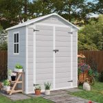 Patiowell 6x4 Plastic Storage Shed with Floor, Gray - Image 8
