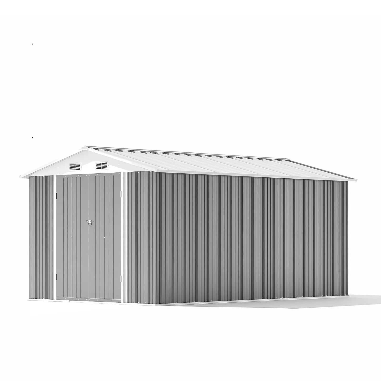 patiowell-8x12-metal-shed-gray-min Patiowell 8x12 Metal Storage Shed, Gray