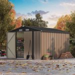 Patiowell 8x12 Metal Storage Shed, Brown - Image 9