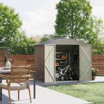 Patiowell 8x6 Metal Shed with Peak Roof (Brown) - Image 2
