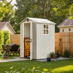 Patiowell 4x4 Plastic Storage Garden Shed, Gray White - Image 2