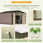 Patiowell 10x12 Metal Shed with Floor Frame, Brown - Image 5