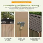 Patiowell 10x12 Metal Shed with Floor Frame, Brown - Image 4