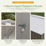 Patiowell 10x12 Metal Shed with Floor Frame, Gray - Image 4