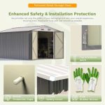 Patiowell 10x12 Metal Shed with Floor Frame, Gray - Image 5