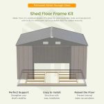 Patiowell 10x12 Metal Shed with Floor Frame, Brown - Image 6