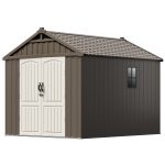Kick-it 8x10 Plastic Storage Shed with Floor, Brown