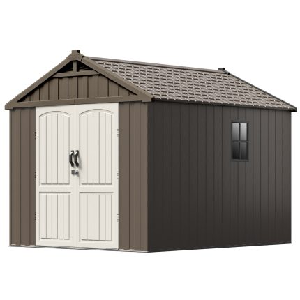 Kick-it 8x10 Plastic Storage Shed with Floor, Brown