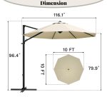 Patiowell 10ft Cantilever Patio Umbrella with 360-Degree Rotation & Easy Tilt, Beige - Image 3