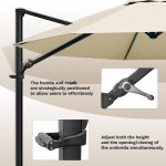 Patiowell 10ft Cantilever Patio Umbrella with 360-Degree Rotation & Easy Tilt, Beige - Image 4