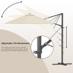 Patiowell 10ft Cantilever Patio Umbrella with 360-Degree Rotation & Easy Tilt, Beige - Image 5