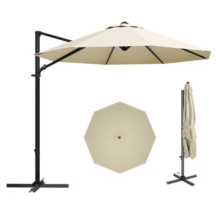 Patiowell 10ft Cantilever Patio Umbrella with 360-Degree Rotation & Easy Tilt, Beige