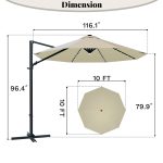 Patiowell 10ft Cantilever Patio Umbrella with Light, Rotation & Tilt, Beige - Image 3