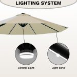 Patiowell 10ft Cantilever Patio Umbrella with Light, Rotation & Tilt, Beige - Image 4