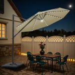 Patiowell 10ft Cantilever Patio Umbrella with Light, Rotation & Tilt, Beige - Image 2