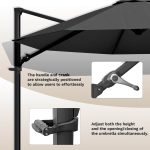 Patiowell 10ft Cantilever Patio Umbrella with Solar Light, Rotation & Tilt, Black - Image 6