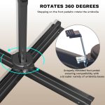 Patiowell 10ft Cantilever Patio Umbrella with Solar Light, Rotation & Tilt, Black - Image 9