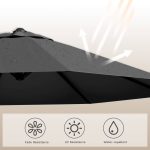 Patiowell 10ft Cantilever Patio Umbrella with Solar Light, Rotation & Tilt, Black - Image 5