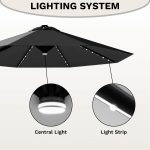 Patiowell 10ft Cantilever Patio Umbrella with Solar Light, Rotation & Tilt, Black - Image 4