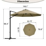 Patiowell 10ft Cantilever Patio Umbrella with 360-Degree Rotation & Easy Tilt, Brown - Image 3