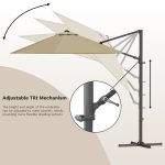 Patiowell 10ft Cantilever Patio Umbrella with 360-Degree Rotation & Easy Tilt, Brown - Image 5