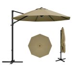 Patiowell 10ft Cantilever Patio Umbrella with 360-Degree Rotation & Easy Tilt, Brown