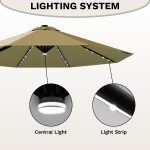 Patiowell 10ft Cantilever Patio Umbrella with Solar Light, Rotation & Tilt, Brown - Image 4