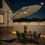 Patiowell 10ft Cantilever Patio Umbrella with Solar Light, Rotation & Tilt, Brown - Image 2